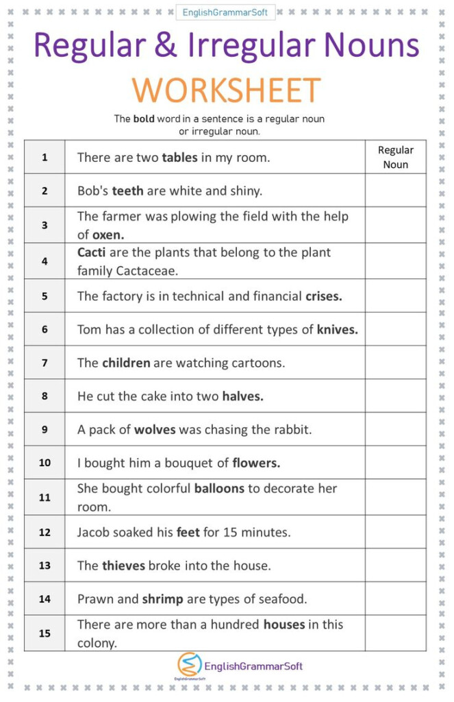 Regular And Irregular Nouns Worksheet Irregular Nouns Nouns  - Irregular And Regular Nouns Worksheet