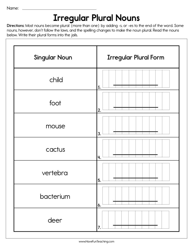 Regular And Irregular Plural Nouns Worksheet Grade 5 Free Worksheets  - Irregular Nouns Worksheet 5Th Grade