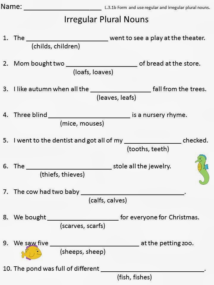 Regular And Irregular Plural Nouns Worksheets - Irregular Plural Nouns Worksheet Grade 3