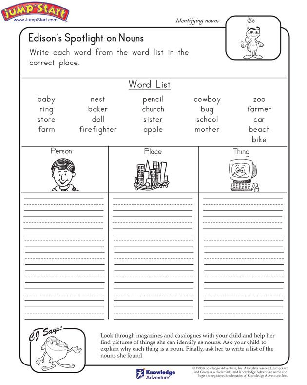 Second Grade Nouns Worksheet - 2N Grade Noun Worksheets