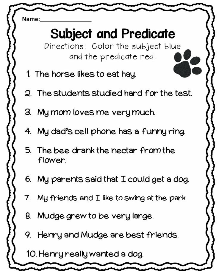 Simple Subject Simple Predicate Worksheets - Free Printable Worksheets On Predicate Nouns