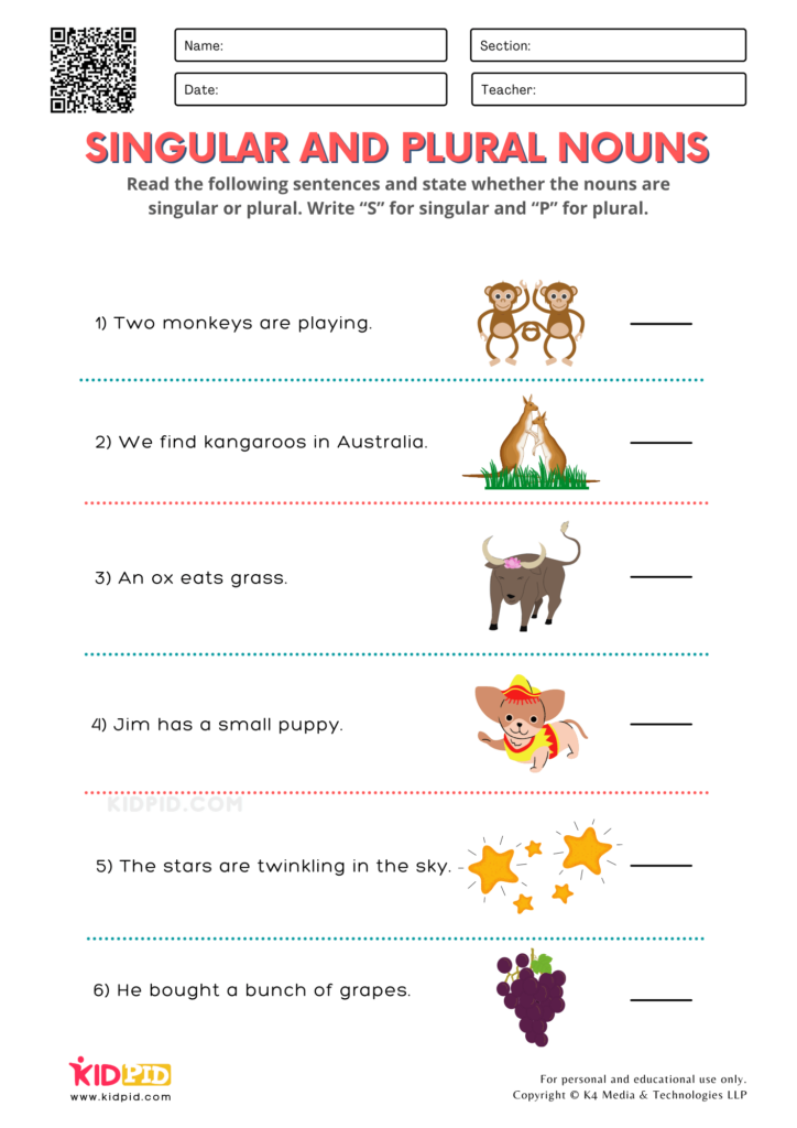 Singular And Plural Nouns Worksheet Grade 5 - Identify Singular And Plural Nouns Worksheet