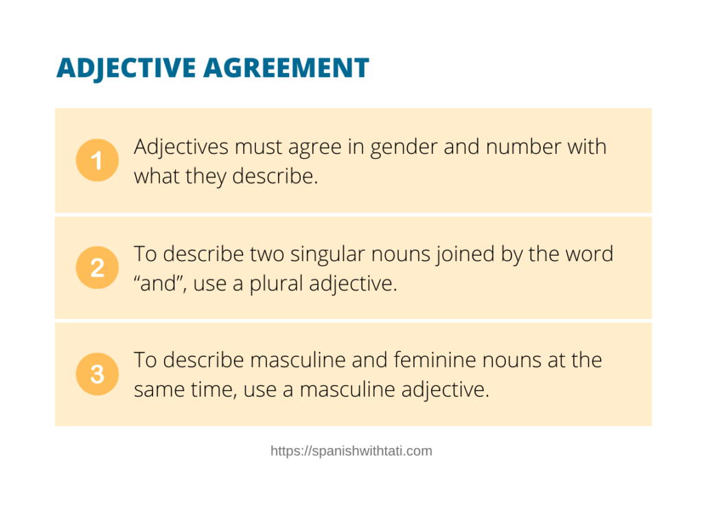 Spanish Adjective Agreement A Complete Guide Spanish With Tati - Noun Adjective Agreement Spanish Worksheet Pdf