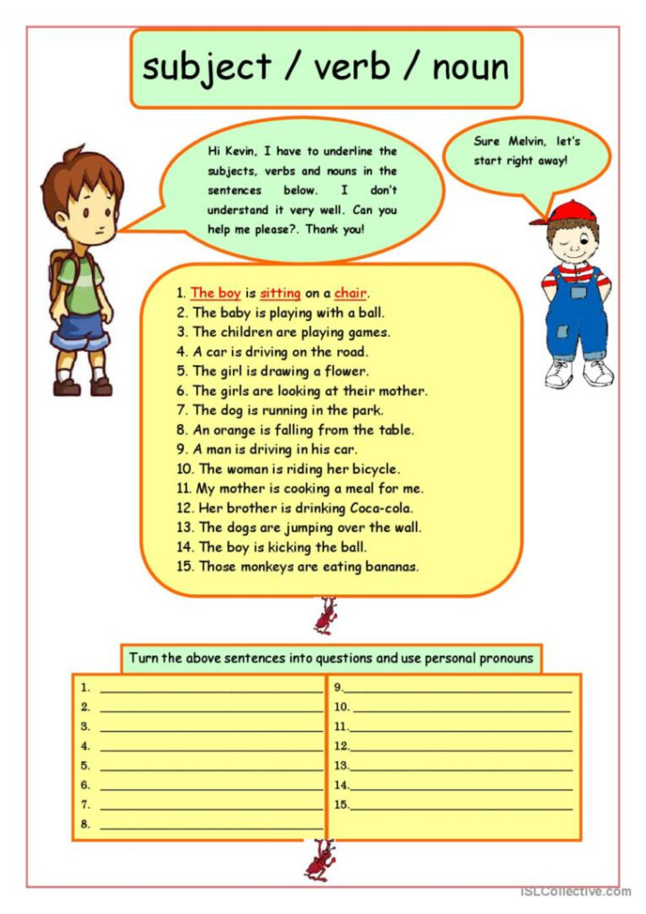 Subject Verb Noun English ESL Worksheets Pdf Doc - Nouns As Subjects Worksheets Pdf