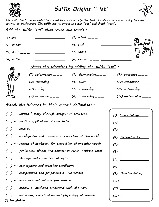 Suffix ist For Names Of Occupations Studyladder Interactive  - Noun Suffixes With Ist Worksheet