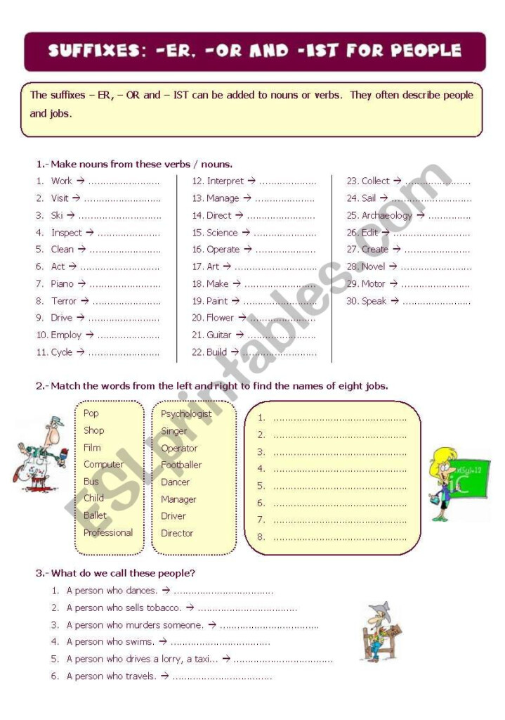 Suffixes Er or And ist For People ESL Worksheet By Nessita77 - Noun Suffixes With Ist Worksheet