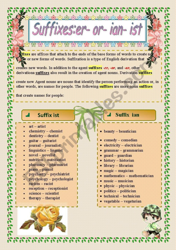 Suffixes Er Or Ist Ian ESL Worksheet By Doha09 - Noun Suffixes With Ist Worksheet