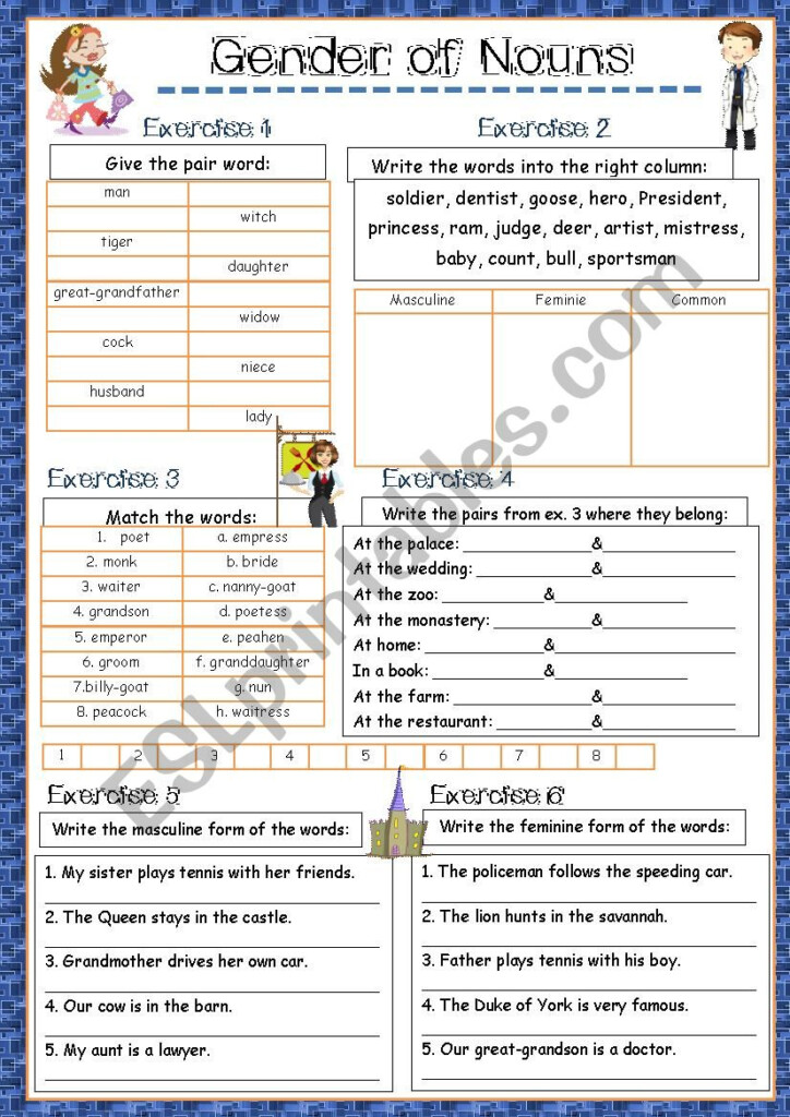 The Gender Of Nouns ESL Worksheet By Catalina Sorina - Worksheet 1.1 Definite Articles And Gender Of Nouns Answers