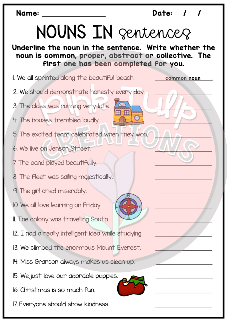 Types Of Nouns Exercises - Grade 4 Nouns Worksheet