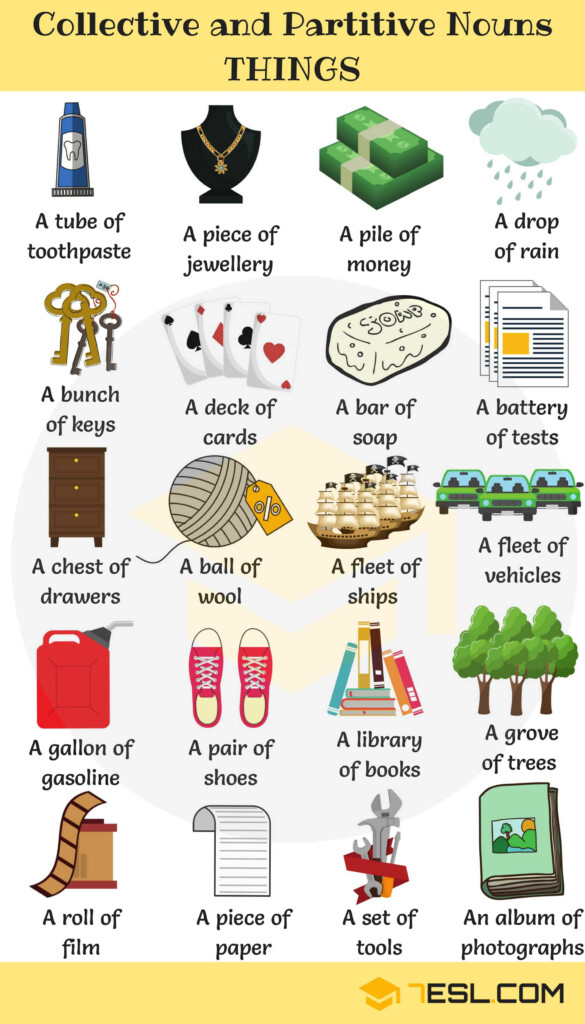 Useful Collective Nouns For Things With Examples 7ESL - Collective Nouns For Things Worksheet