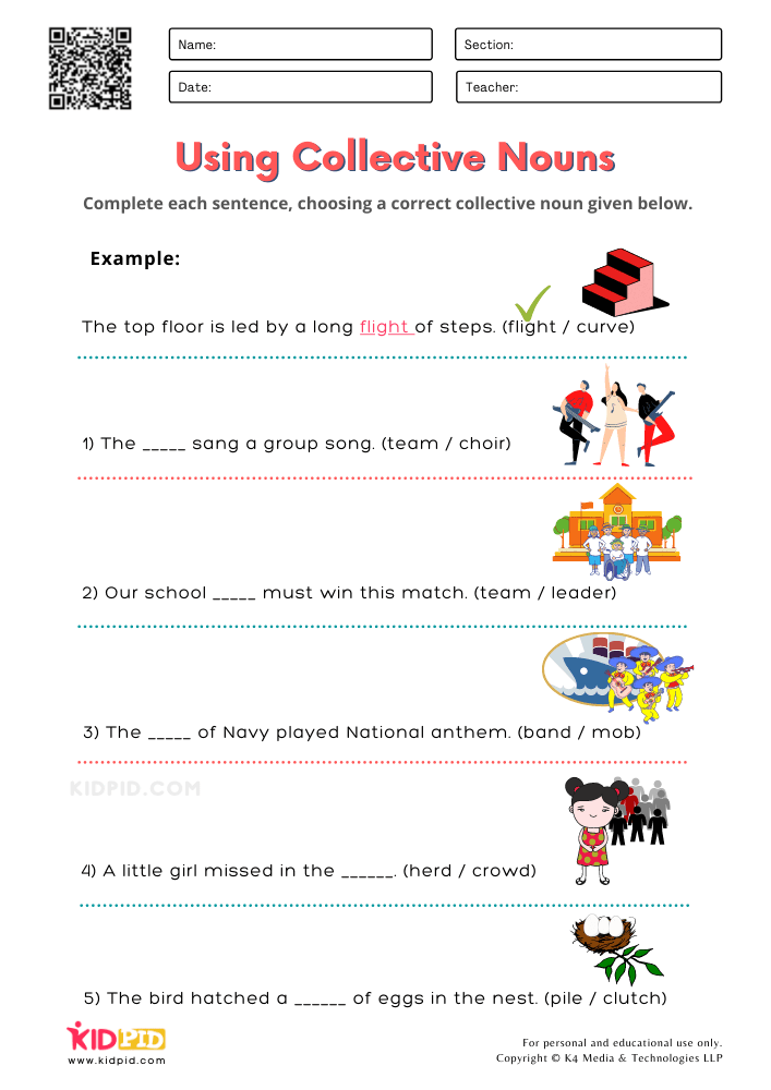 Using Collective Nouns Printable Worksheets For Grade 2 Kidpid - Collective Noun Worksheet For Grade 2