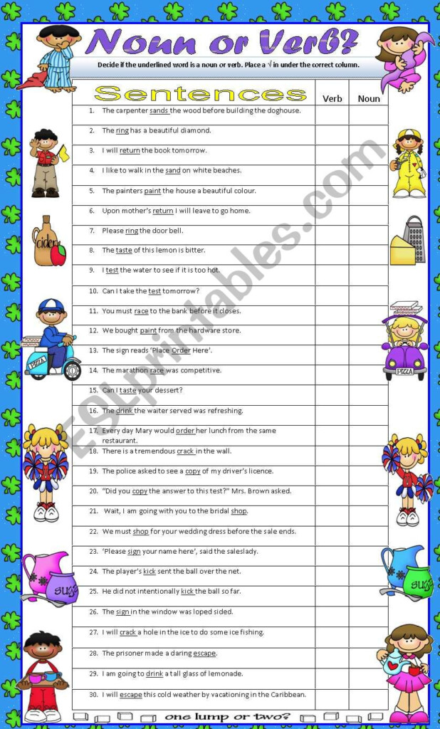 Verb Or Noun ESL Worksheet By Tech teacher - Verb Or Noun Worksheet