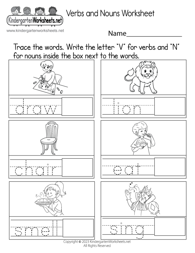 Verbs And Nouns Worksheet Free Printable Digital PDF - Nouns And Verbs Worksheet For Kindergarten