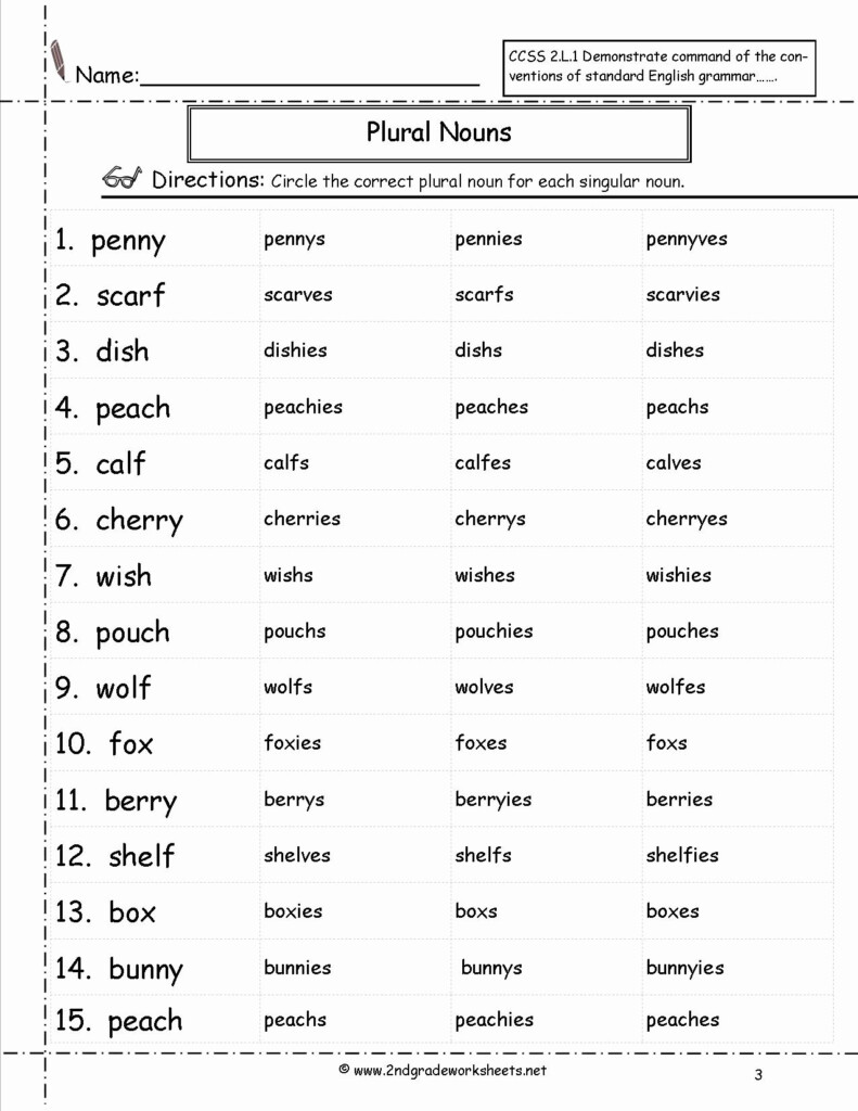 Writing Plural Nouns Worksheets - 2Nd Grade Singular And Plural Nouns Worksheet