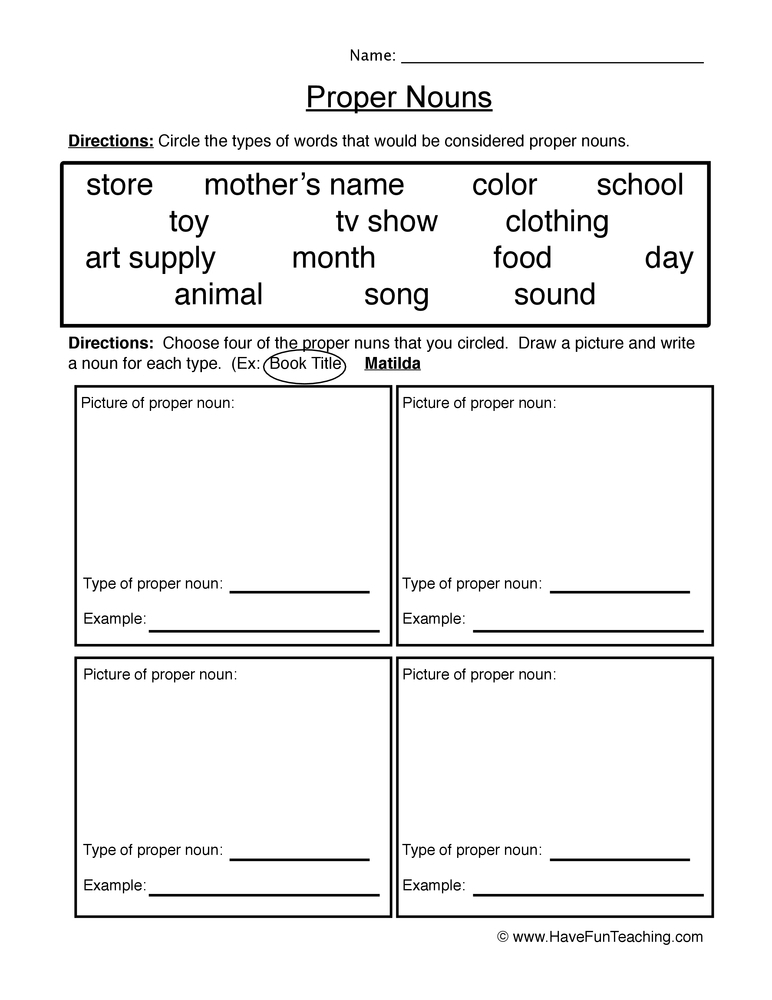 Writing Proper Nouns Worksheet - Proper Noun Practice Worksheet