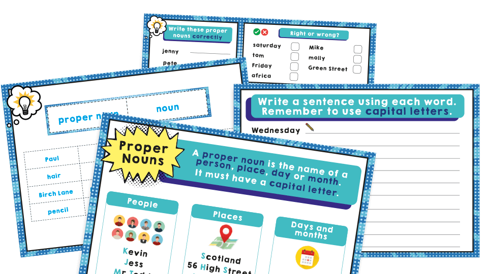 Year 1 Capital Letters For Proper Nouns KS1 SPaG Activities Pack  - Capital Letters For Proper Nouns Worksheet Ks1